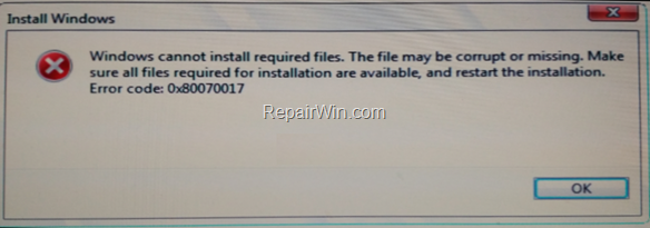 FIX Windows Cannot Install Required Files Error Code 0x80070017 Qnet88