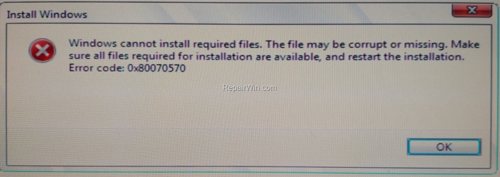 Windows-Setup-Fehler 570