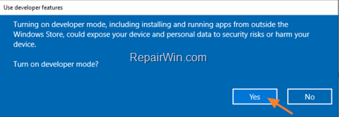 enable developer mode windows 10