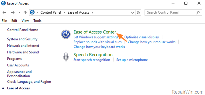 ease of access center