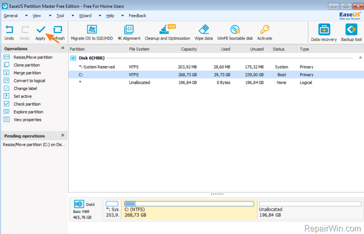 resize partition