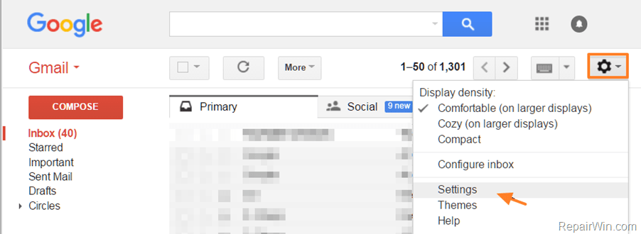 Enable POP or IMAP access GMAIL