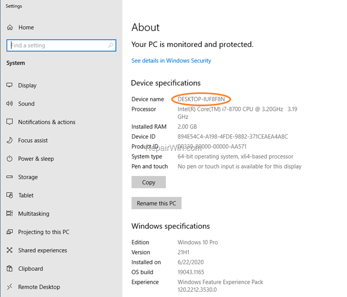 How to Find Out Computer Name on Windows 10
