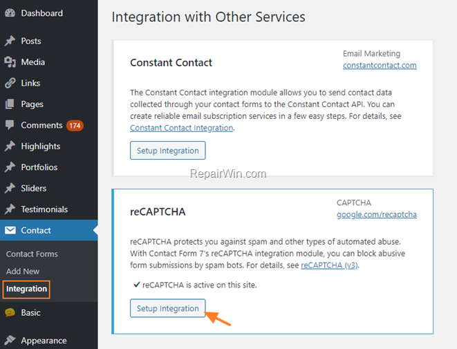 Integrate Recaptcha in Contact Form 7