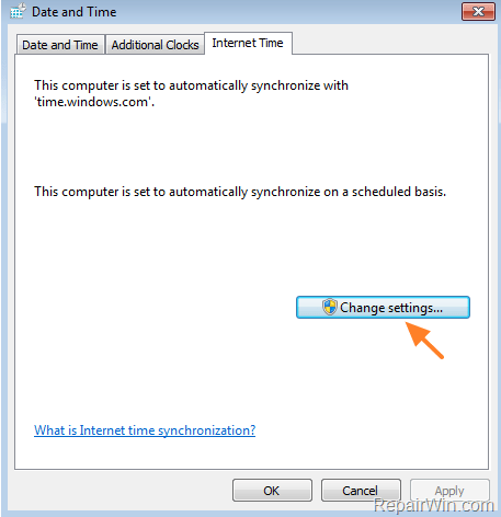 change internet time settings