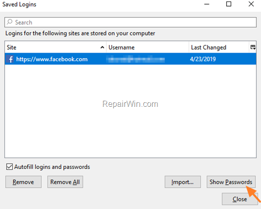 Manage Firefox Passwords