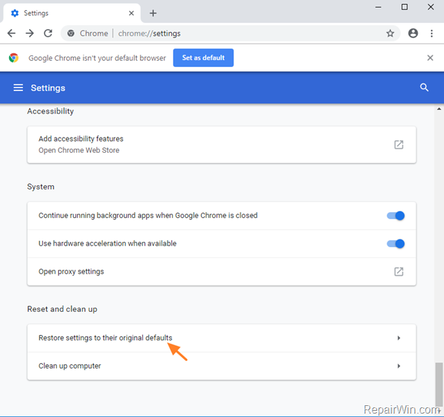 fix ERR_CONNECTION_RESET in Chrome