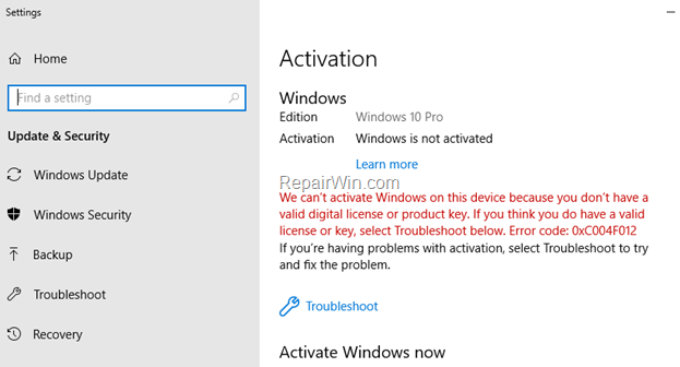 FIX: Windows 10 Activation Error 0xC004F012. – Qnet88