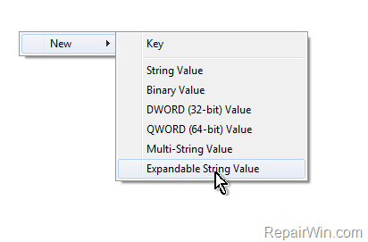 set folder location registry