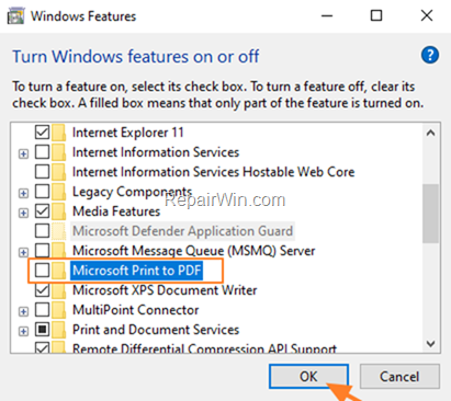 Add Microsoft Print to PDF