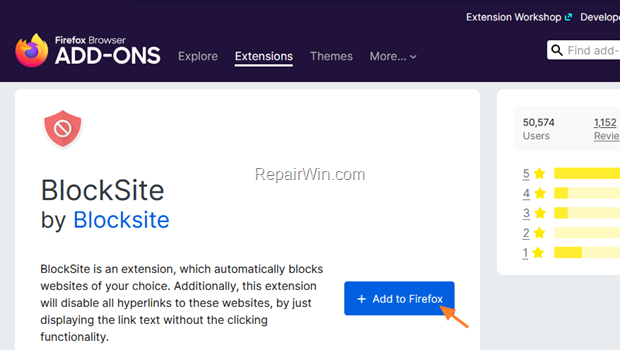 block websites firefox