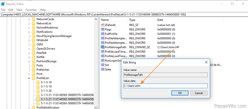 fix corrupted profile windows 10