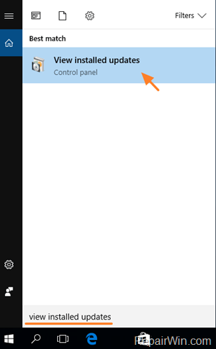 Uninstall Updates - FIX Outlook Search