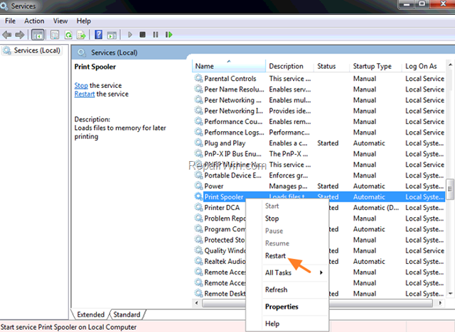 Restart Print Spooler