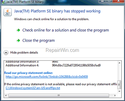 FIX: Minecraft - Java has stopped working