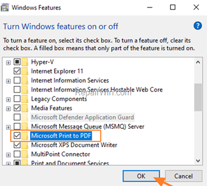 Install Microsoft Print to PDF feature