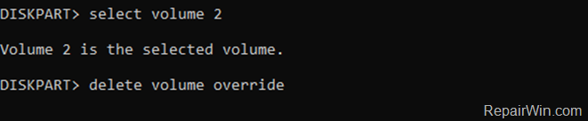 delete volume override