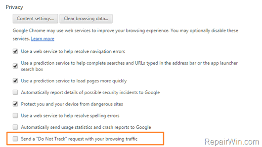 Send a Do Not Track request