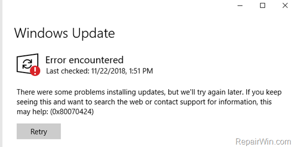 FIX Windows 10 Update Error 0x80070424