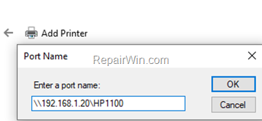IP printer port