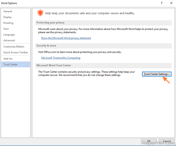 fix Word experienced an error trying to open the file