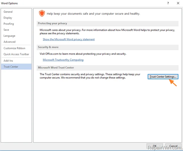 fix Word experienced an error trying to open the file