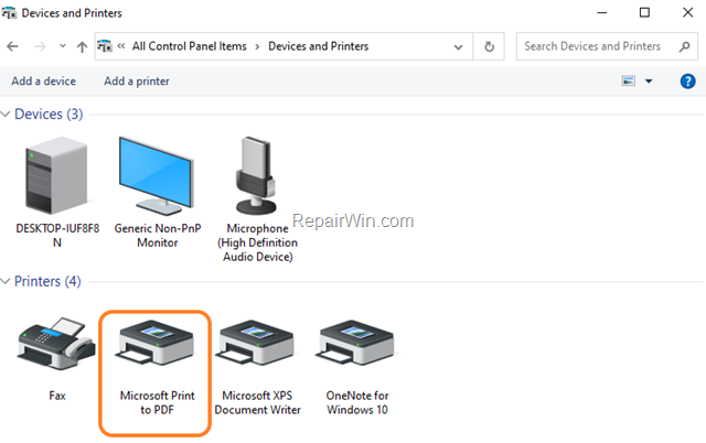 Print to PDF Windows 10
