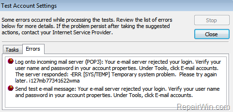 mailbird gmail server authentification failed