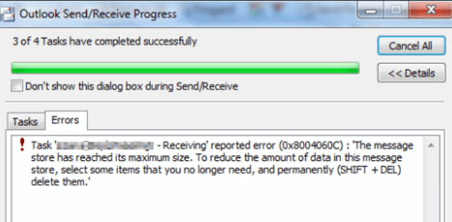Fix Outlook 0x8004060C error