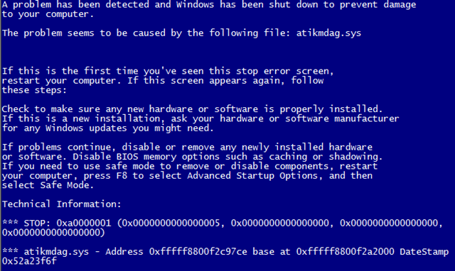 Blue Screen - STOP-0xa0000001