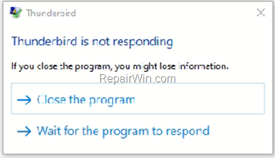 Thunderbird is not responding or freezing - fix