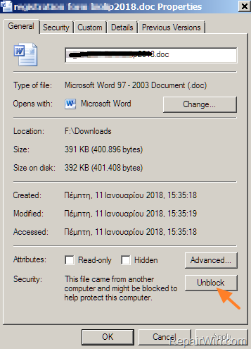 unblock file security