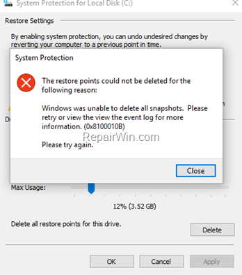 FIX System Restore Error 0x8100010B