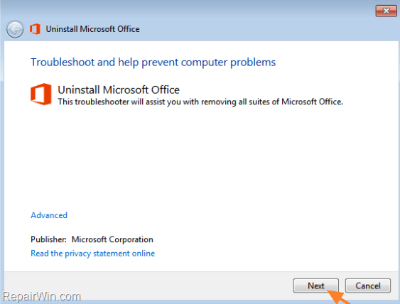 office uninstall tool
