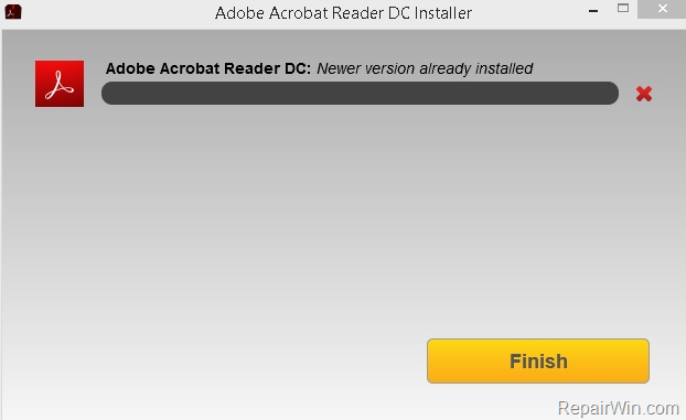 problems download acrobat reader newer version already installed