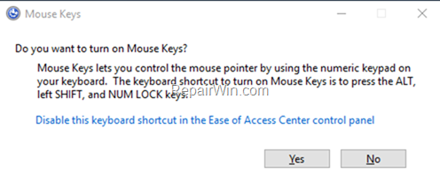 turn on mouse keys
