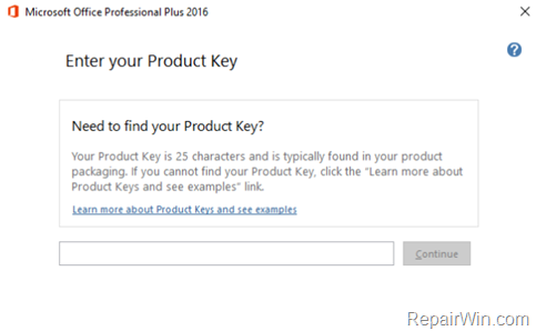 change product key office