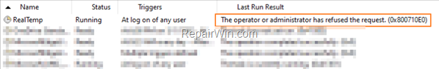 FIX: The operator or administrator has refused the request (0x800710E0).