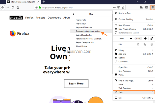 Troubleshooting Firefox