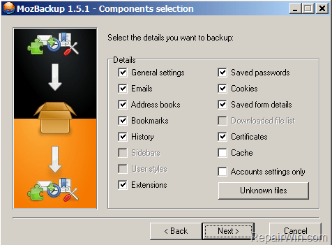 backup restore firefox thunderbird