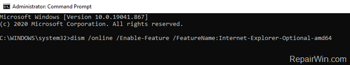 Enable Internet Exporer 11 with DISM