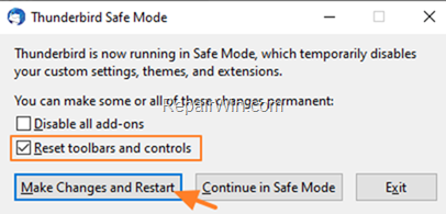 Reset Thunderbird Toolbars