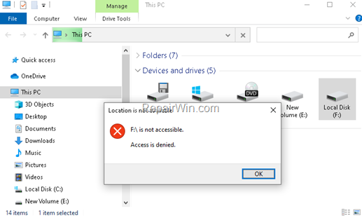 Drive is not accessible - Access is denied