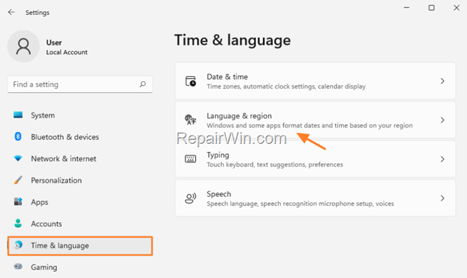 Language & region Windows 11