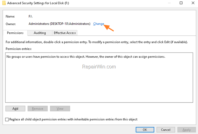 Modify Disk Permissions