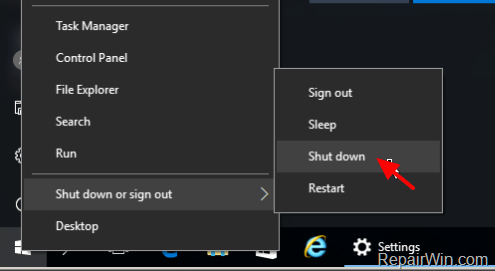 right click shutdown