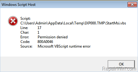 Permission denied 800A0046