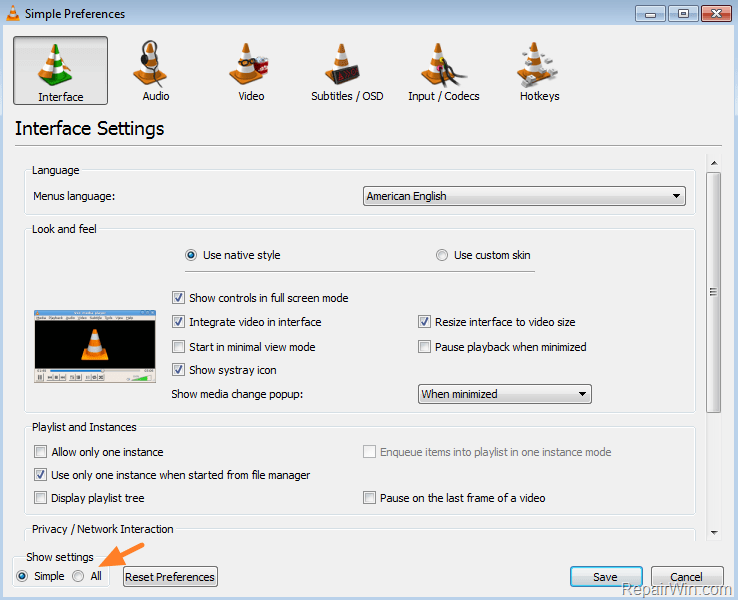 video rotate vlc