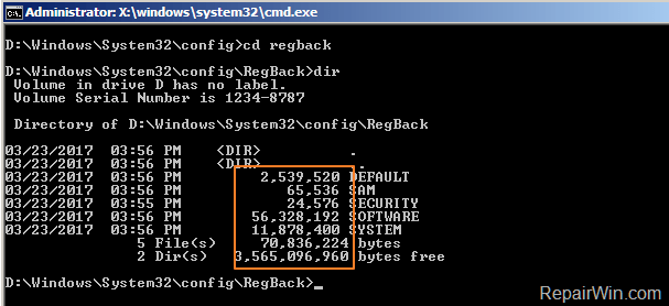 restore registry from backup