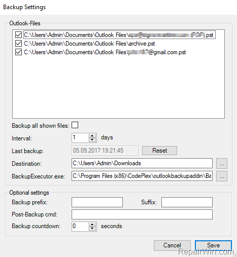 backup outlook automatically